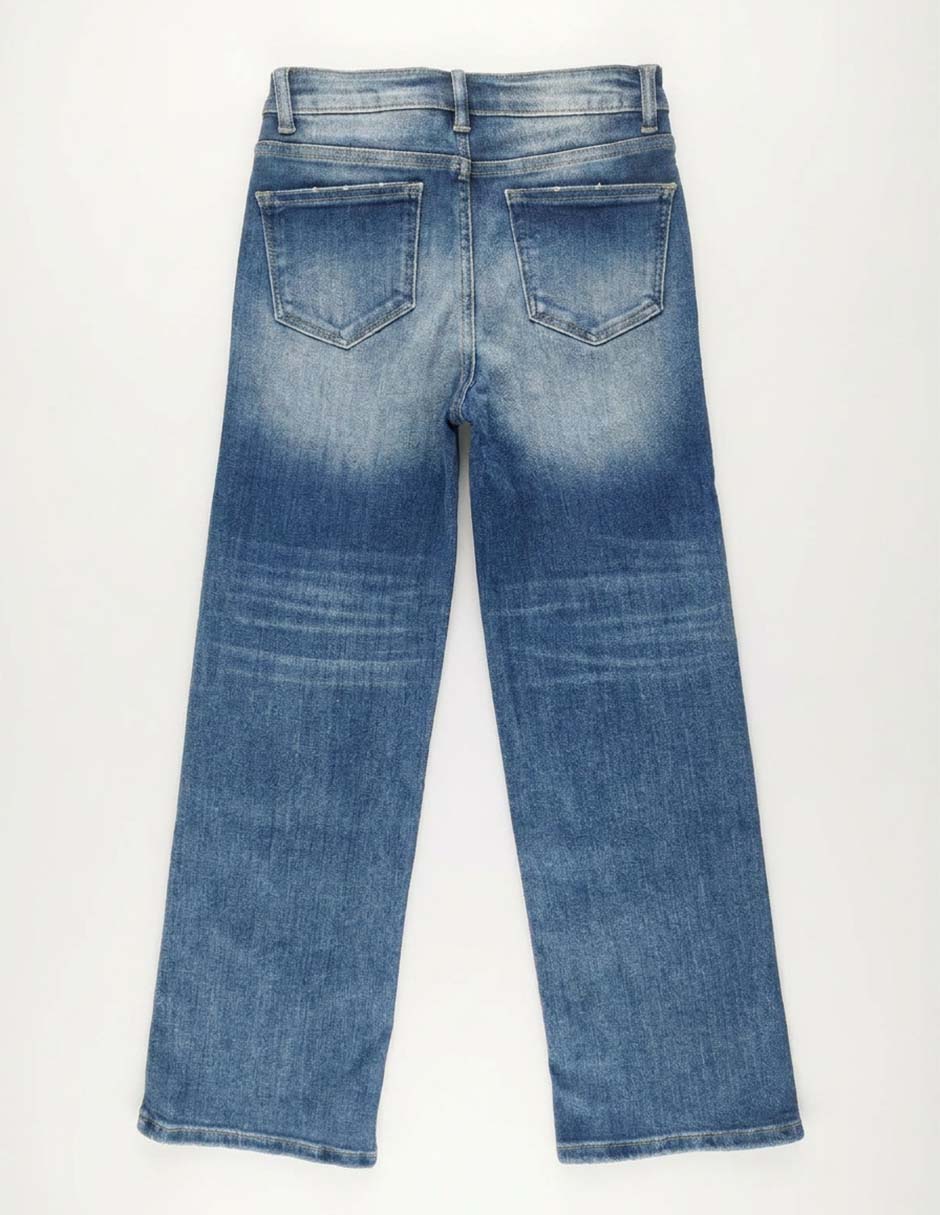 Jeans Wide leg SXYKJM051 lavado obscuro para niña 3