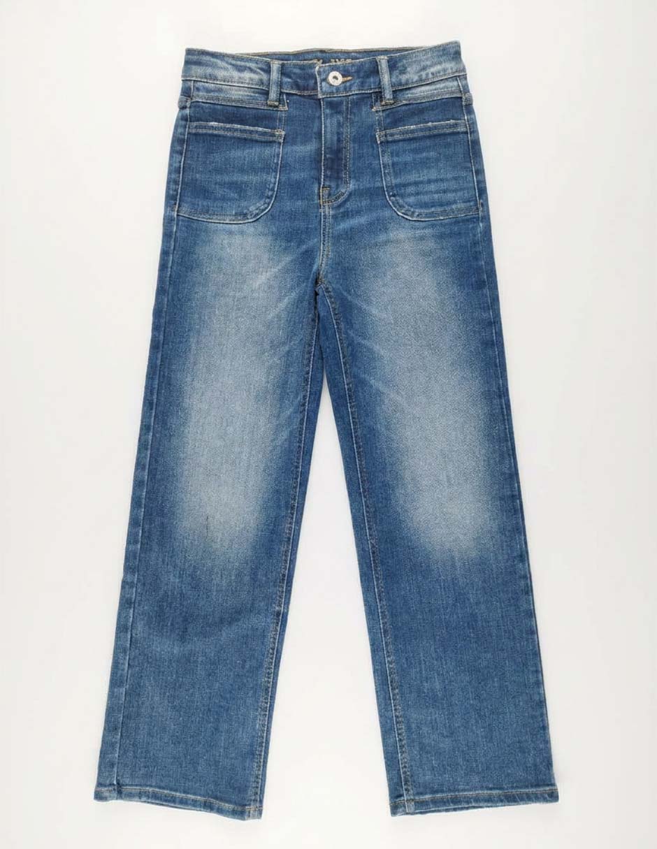 Jeans Wide leg SXYKJM051 lavado obscuro para niña 4