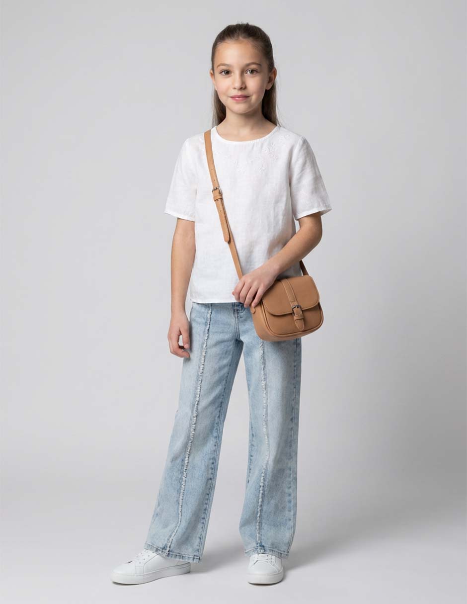 Jeans campana SXYKJM053 lavado claro para niña Jeans campana SXYKJM053 lavado claro para niña
