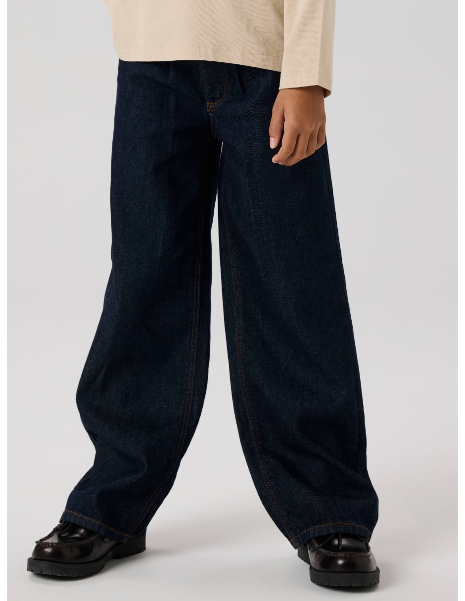 Jeans wide leg lavado obscuro para niña Jeans wide leg lavado obscuro para niña