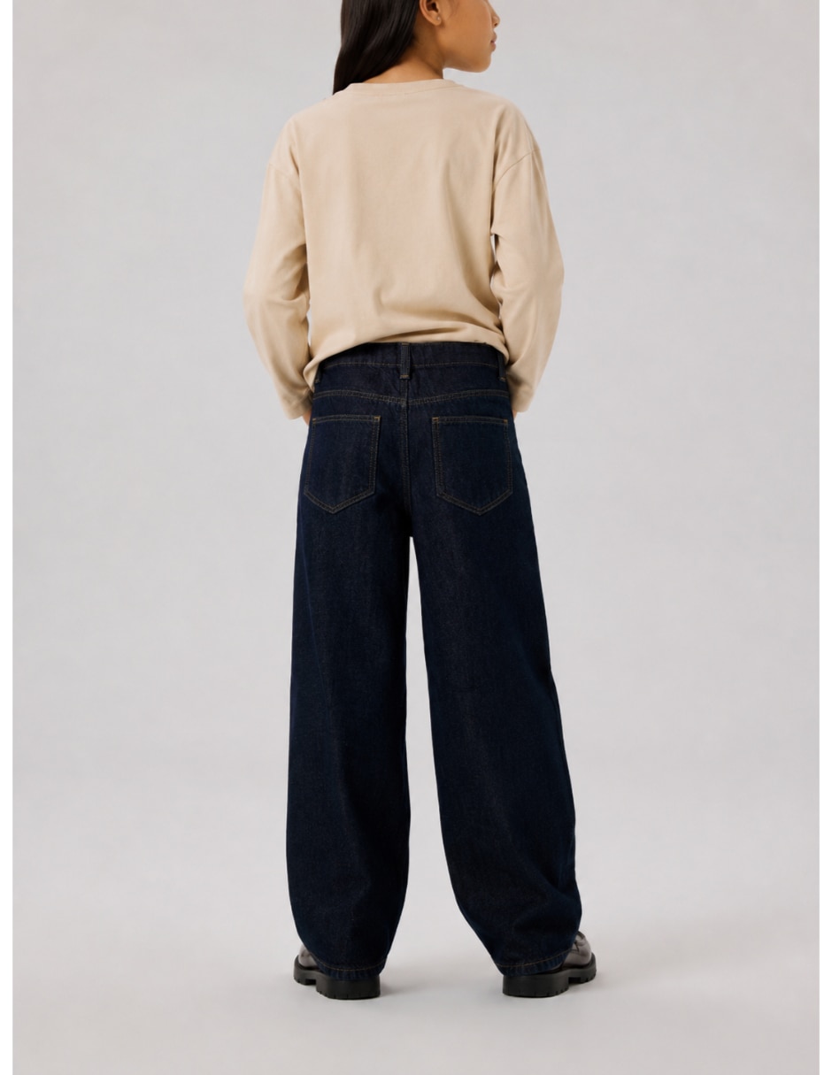 Jeans wide leg lavado obscuro para niña 2