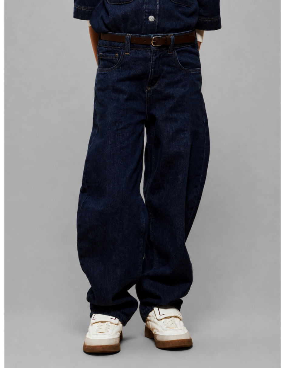 Jeans baggy lavado obscuro para niña Jeans baggy lavado obscuro para niña