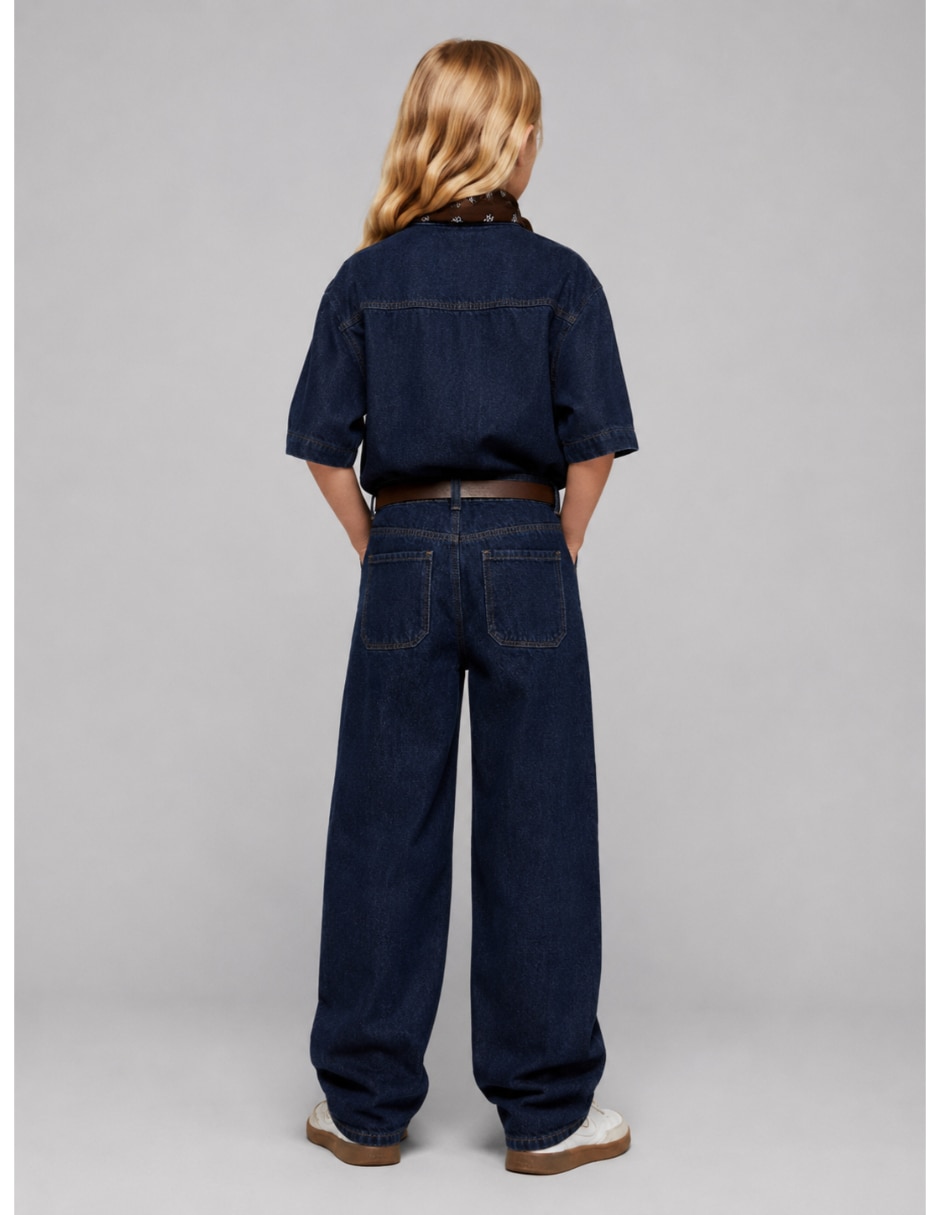 Jeans baggy lavado obscuro para niña 2