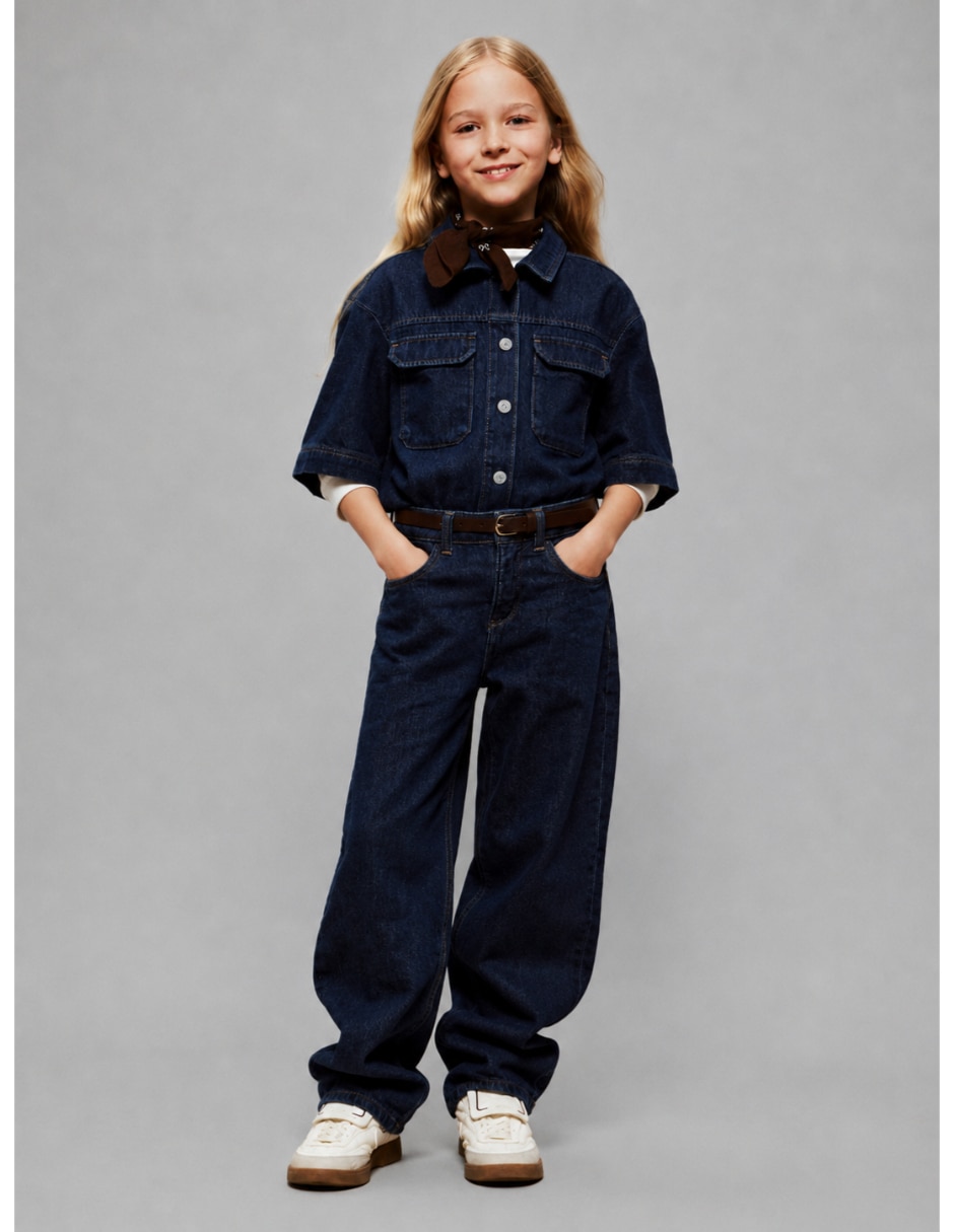 Jeans baggy lavado obscuro para niña 3
