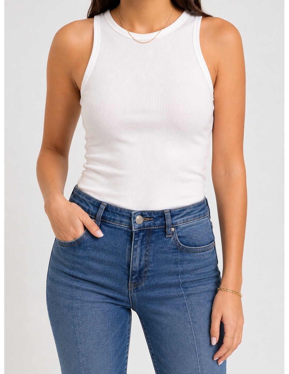 Jeans flare lavado medio para niña