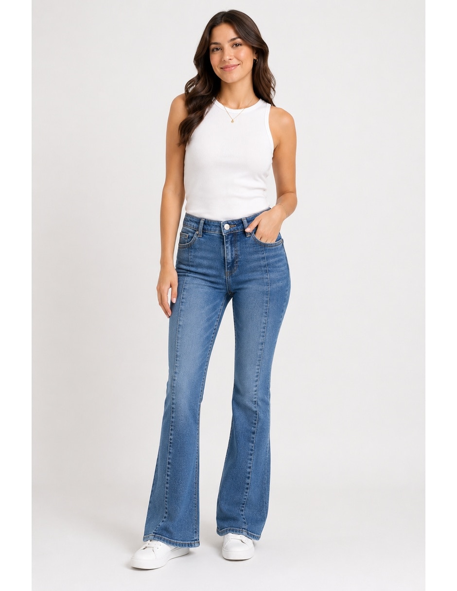 Jeans flare lavado medio para niña 4