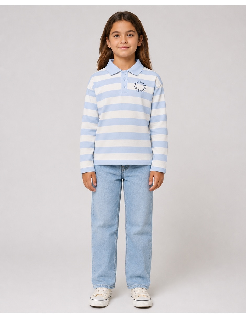 Playera tipo polo de algodón para niña 3