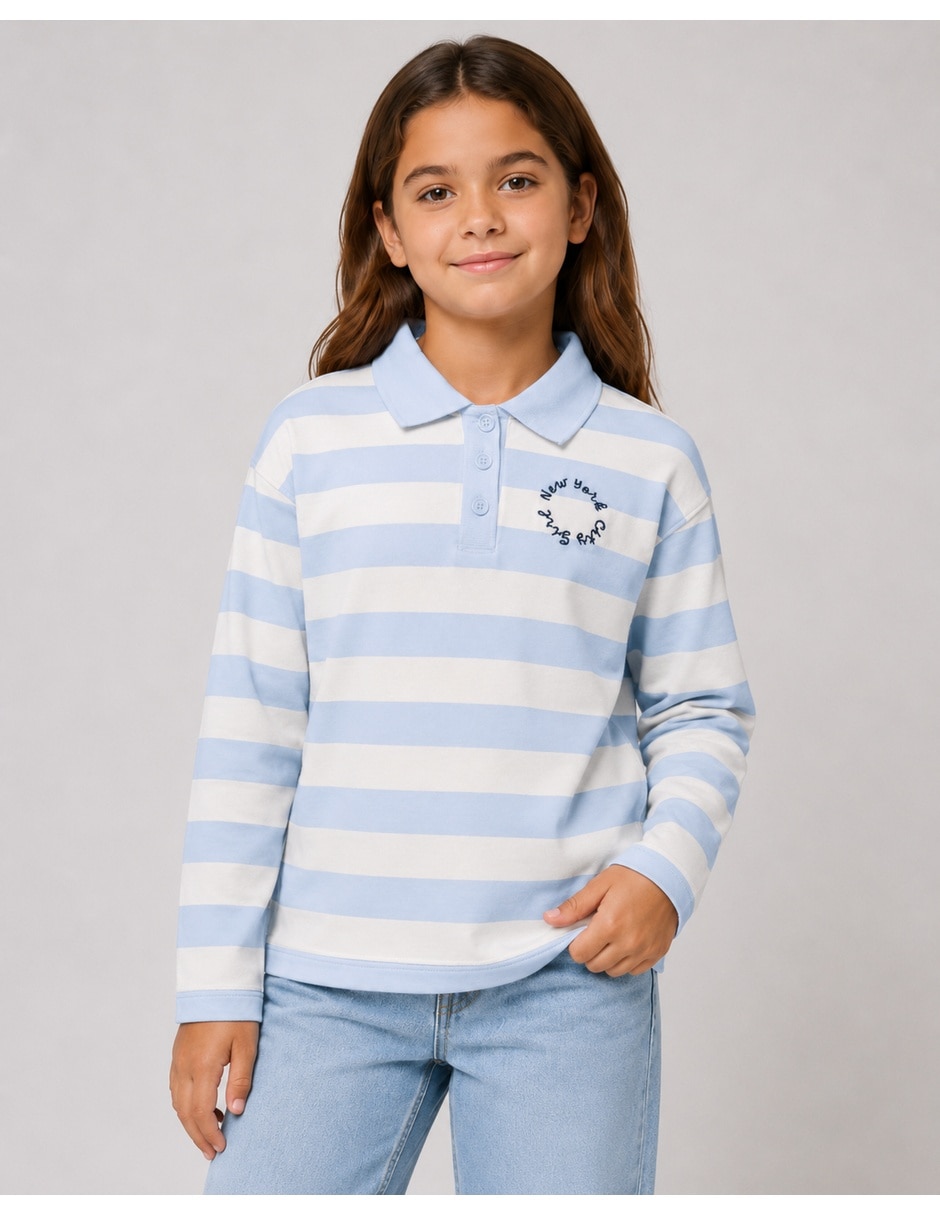 Playera tipo polo de algodón para niña 4