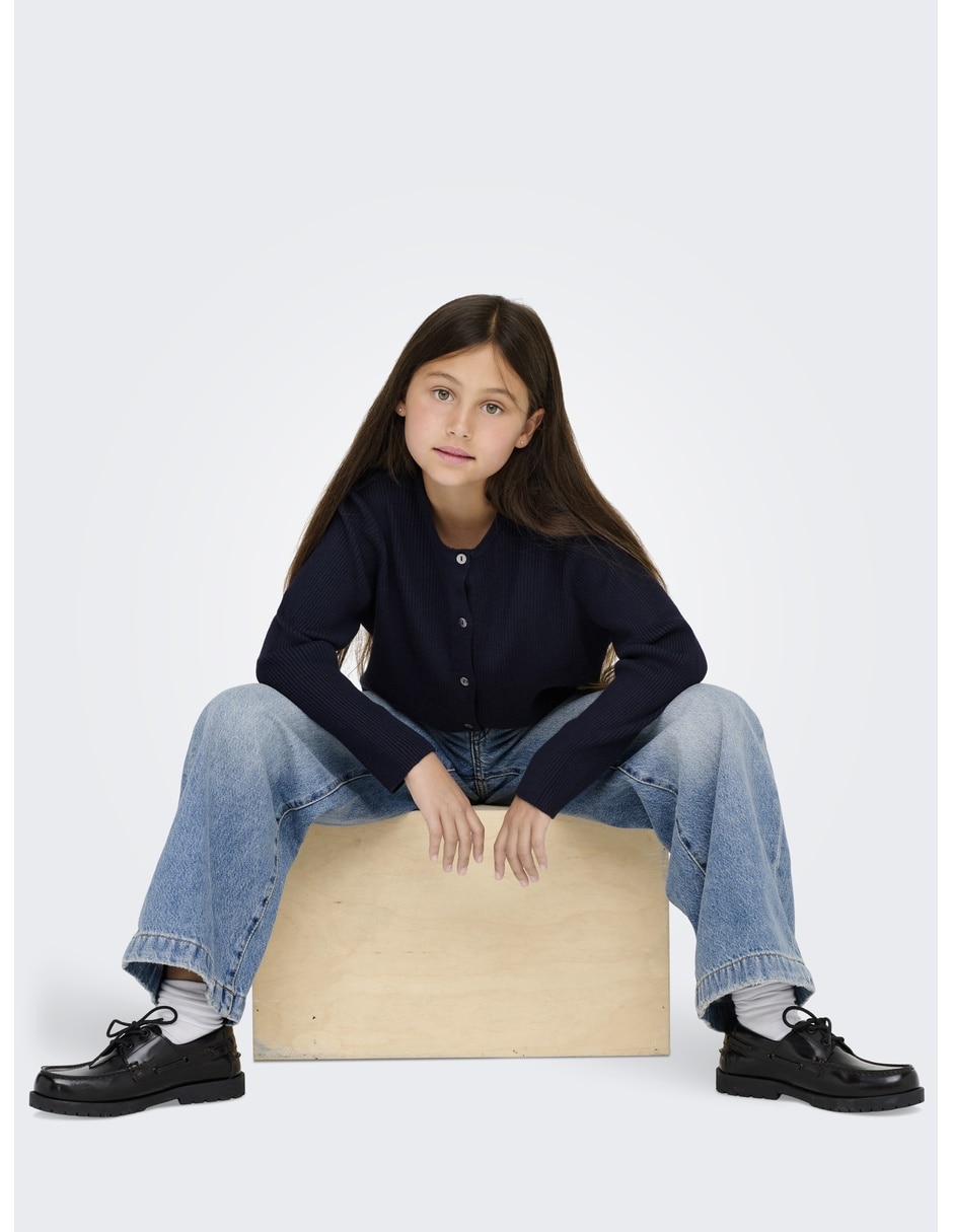 Jeans wide leg lavado medio para niña 3