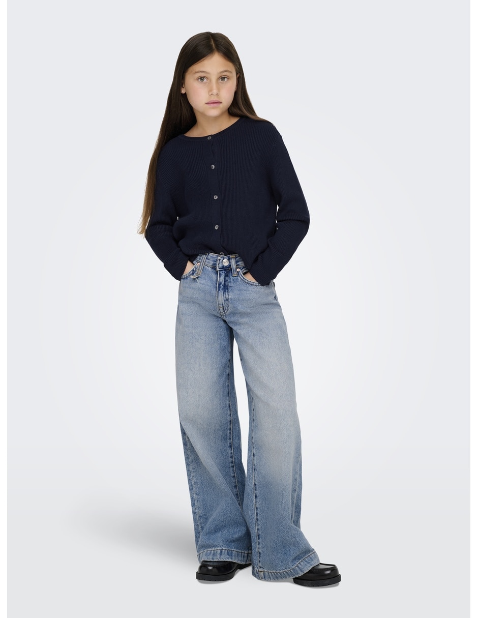 Jeans wide leg lavado medio para niña 4