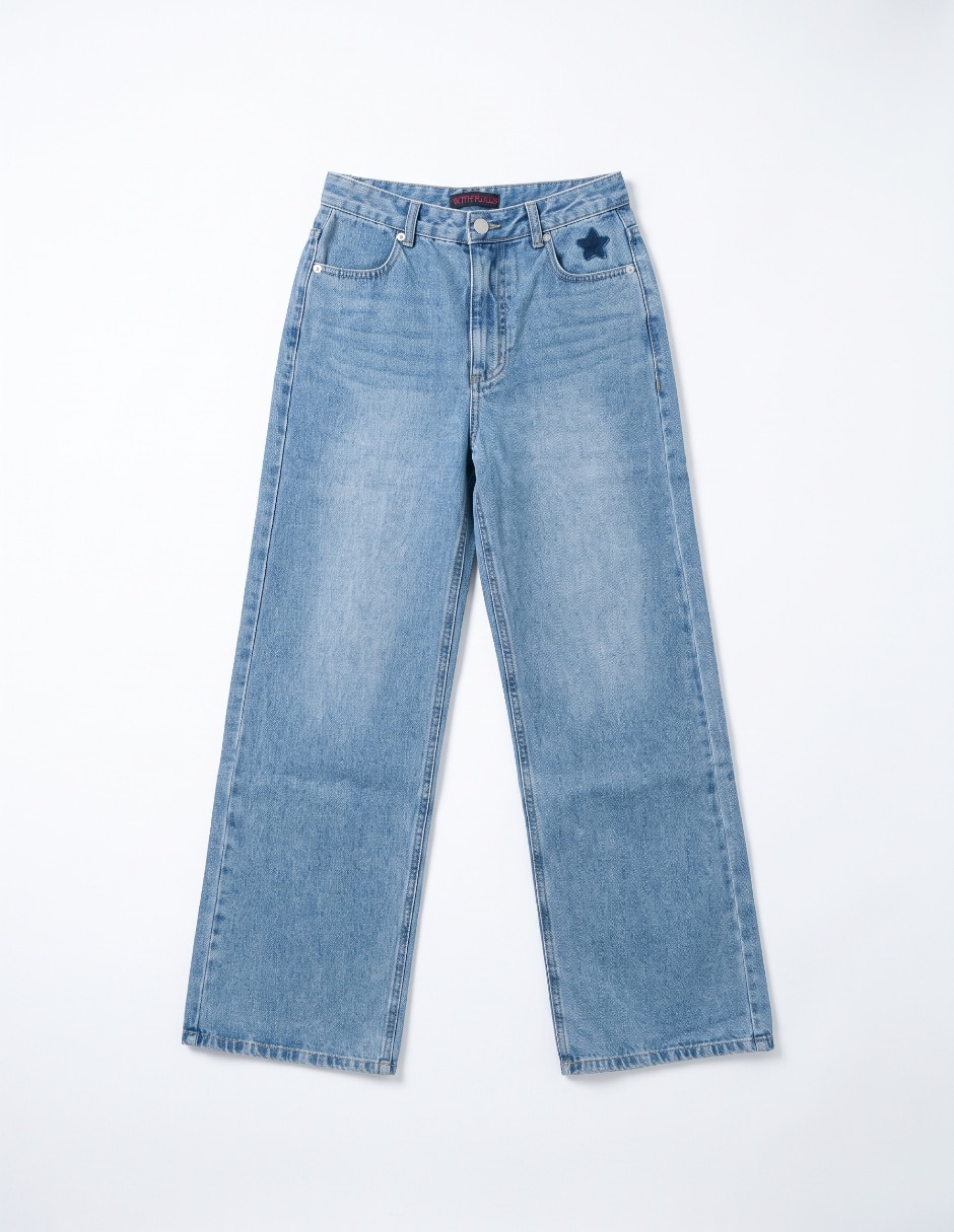 Jeans straight deslavado para niña Jeans straight deslavado para niña