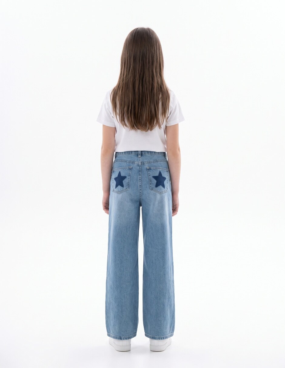 Jeans straight deslavado para niña 5