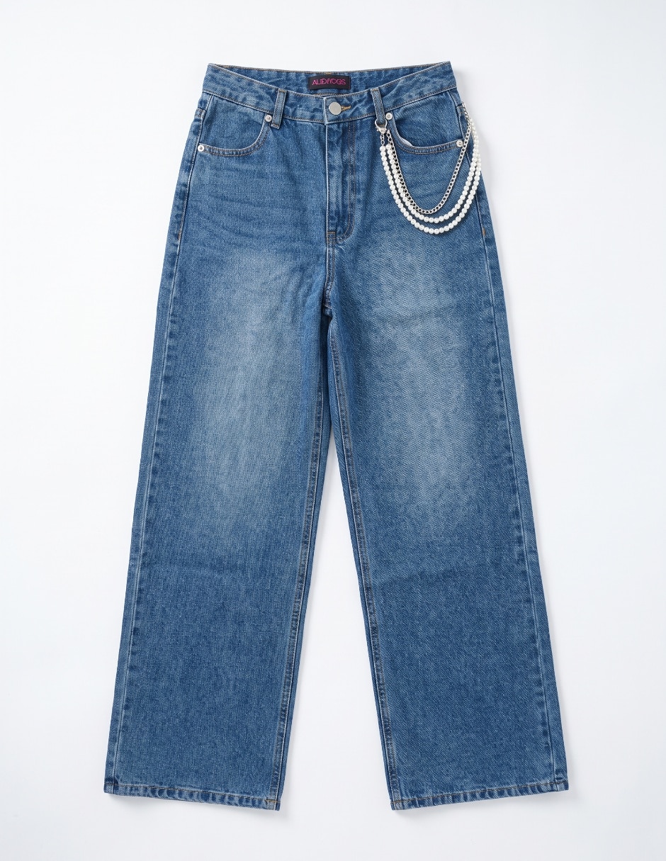 Jeans straight deslavado para niña