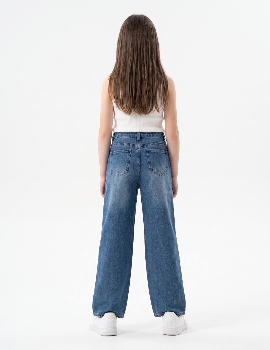 Jeans straight deslavado para niña 5