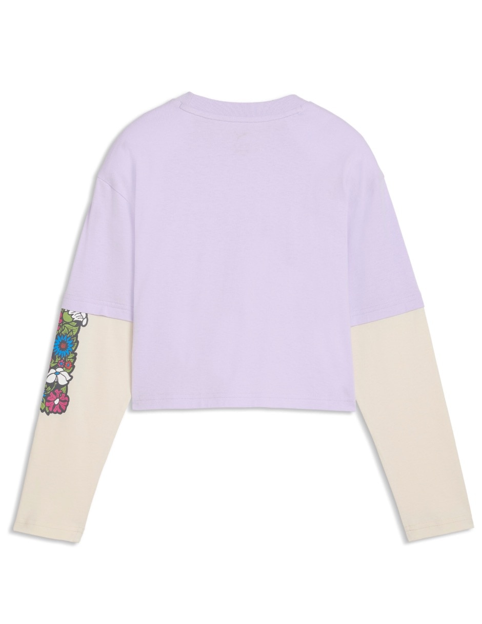 Playera Relaxed Short Length Layered Longlseeve Tee G manga larga para niña 5