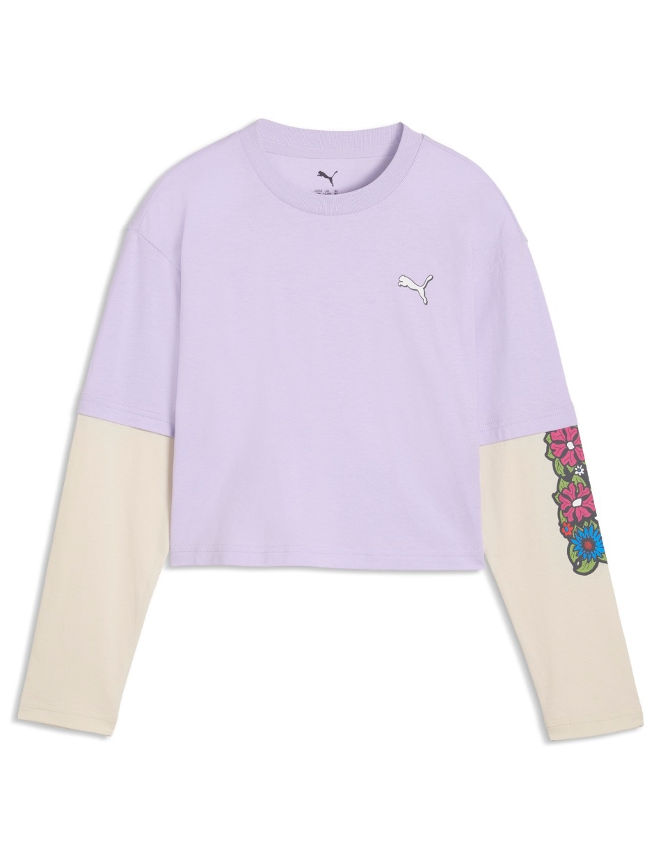 Playera Relaxed Short Length Layered Longlseeve Tee G manga larga para niña 4