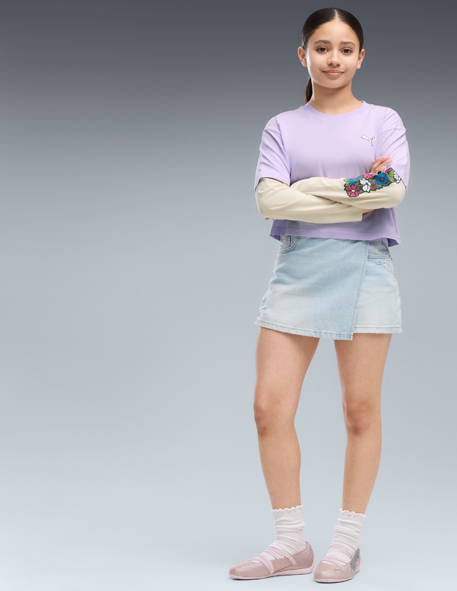 Playera Relaxed Short Length Layered Longlseeve Tee G manga larga para niña 2