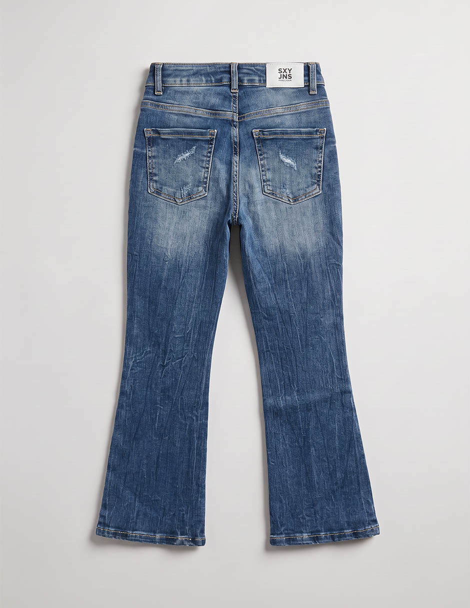 Jeans campana lavado medio para niña 2