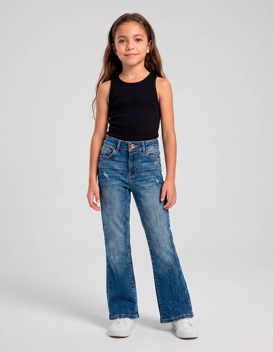 Jeans campana lavado medio para niña 4
