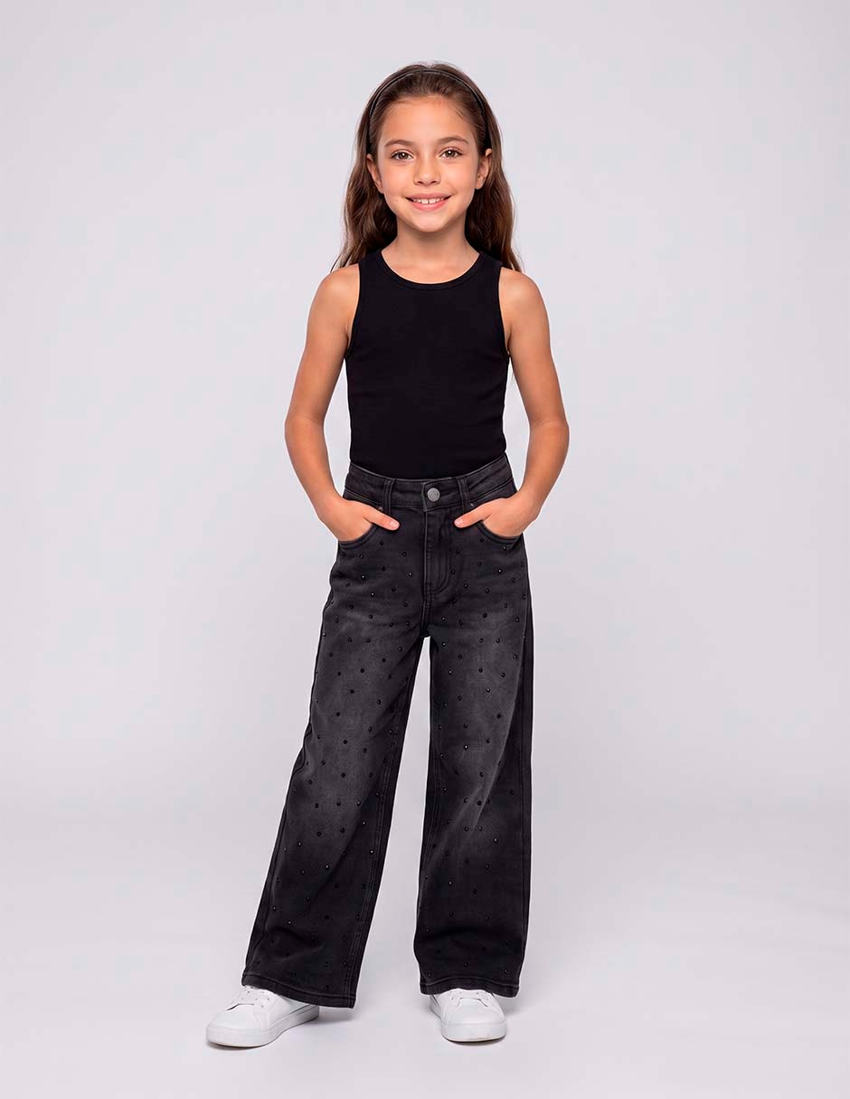 Jeans lavado obscuro para niña