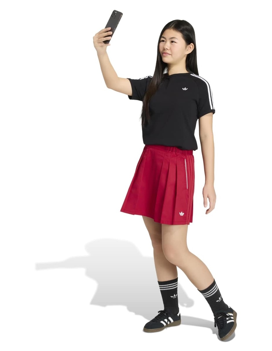 Falda adidas pleated skirt de algodón para niña 4