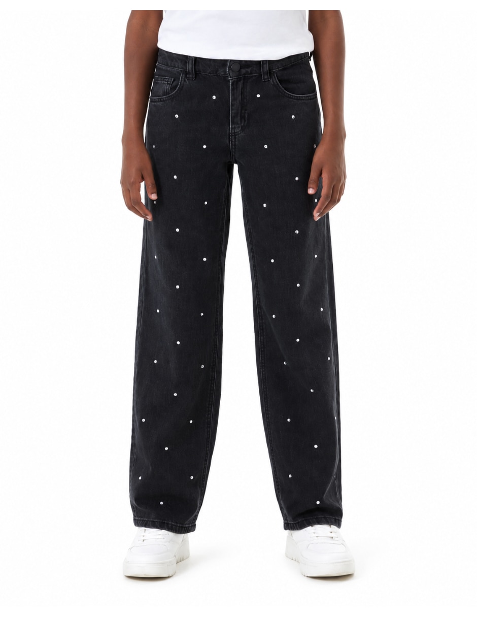 Jeans straight lavado obscuro para niña Jeans straight lavado obscuro para niña