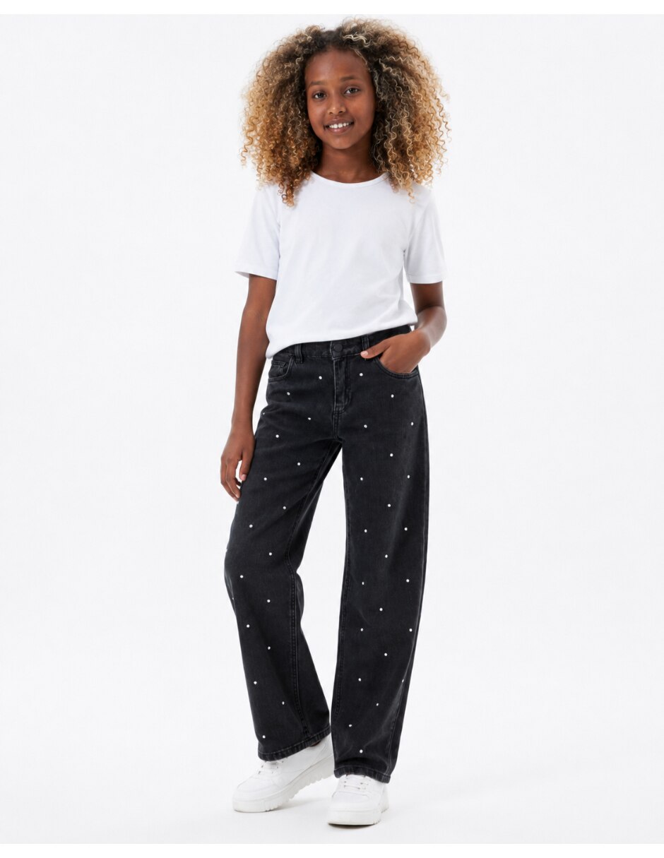 Jeans straight lavado obscuro para niña 4