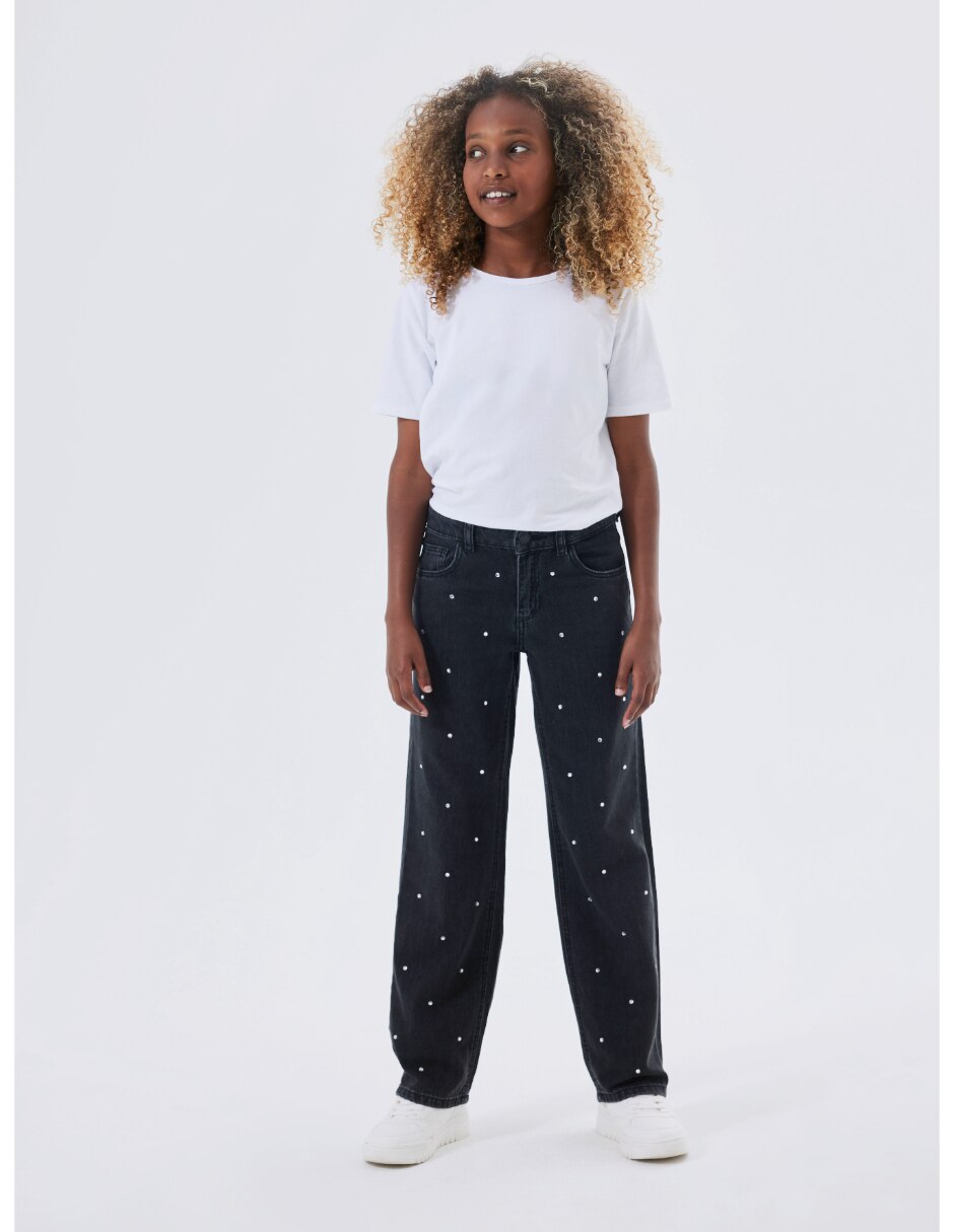 Jeans straight lavado obscuro para niña 2