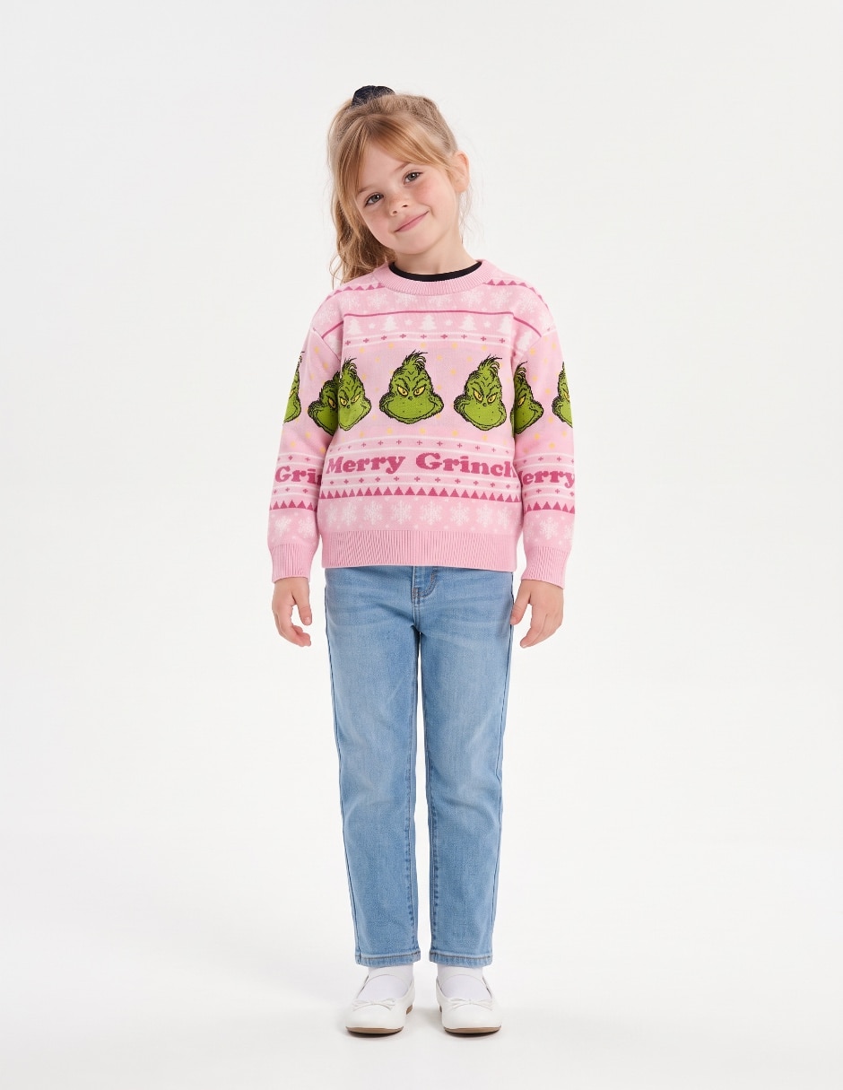 Suéter tejido Grinch para niña