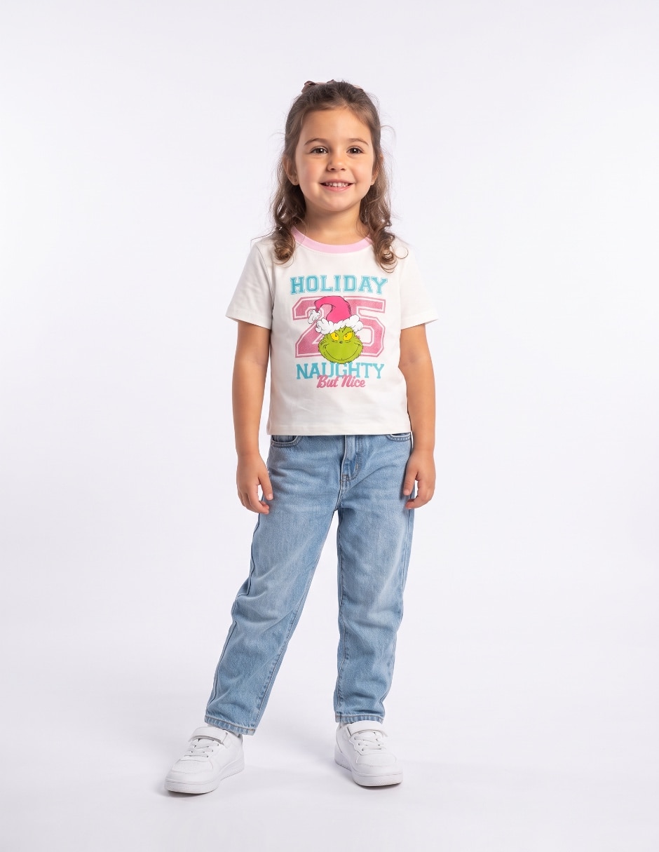 Playera navideña Grinch manga corta para niña