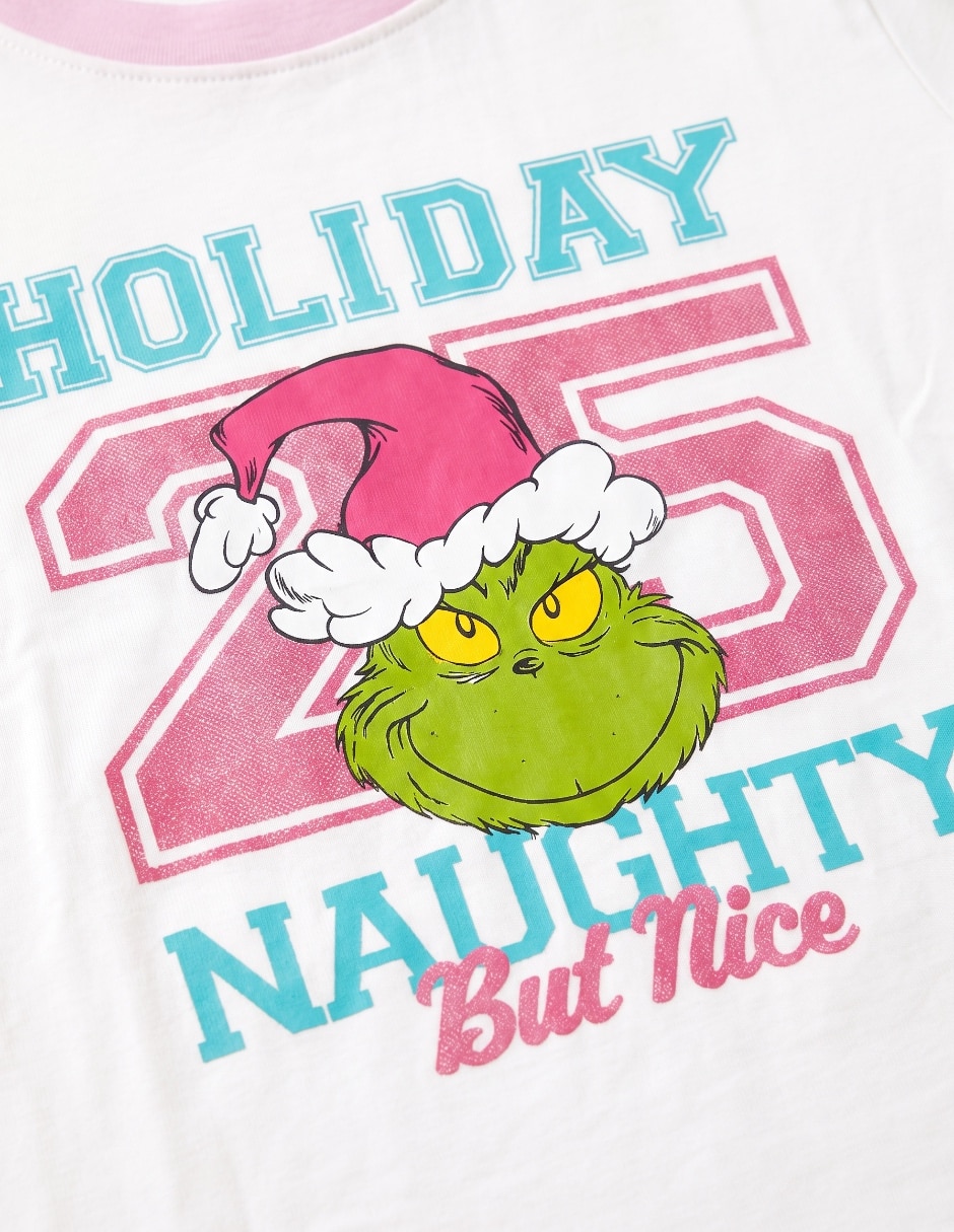 Playera navideña Grinch manga corta para niña 5