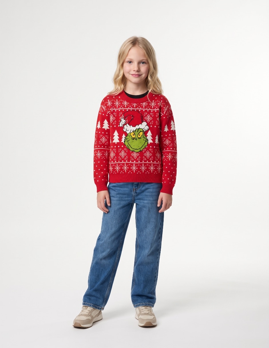 Sueter tejido Grinch para niña