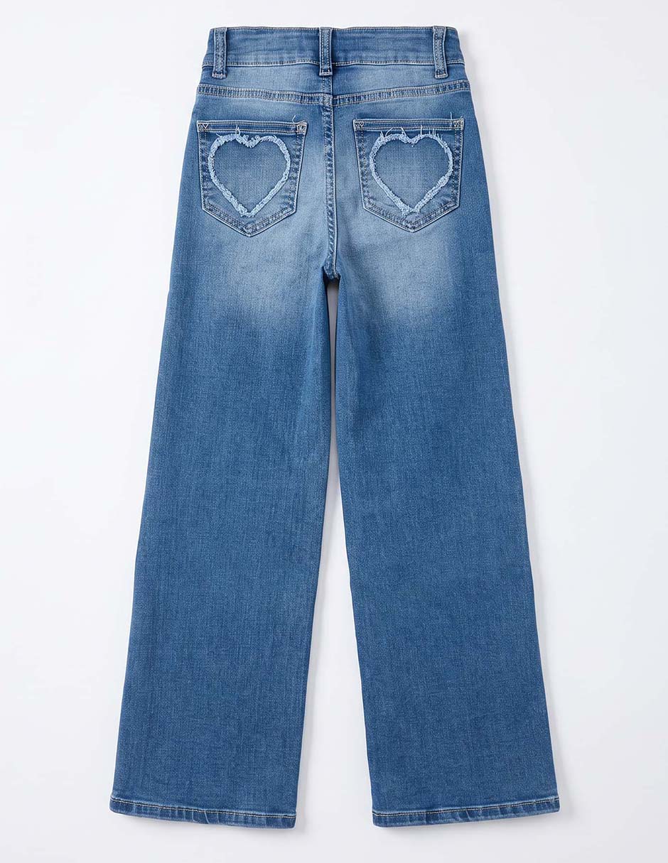 Jeans wide leg deslavado para niña 5