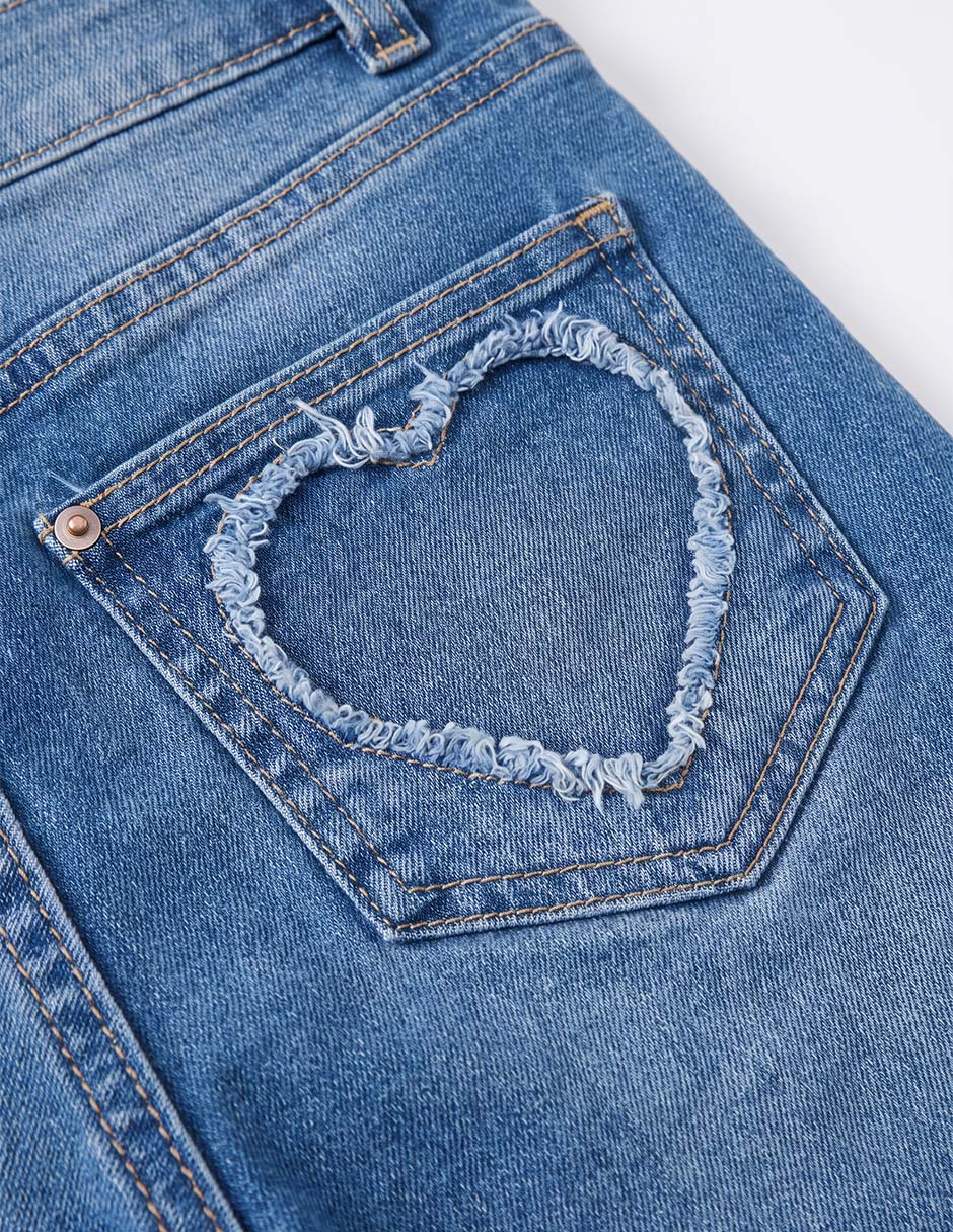 Jeans wide leg deslavado para niña 4