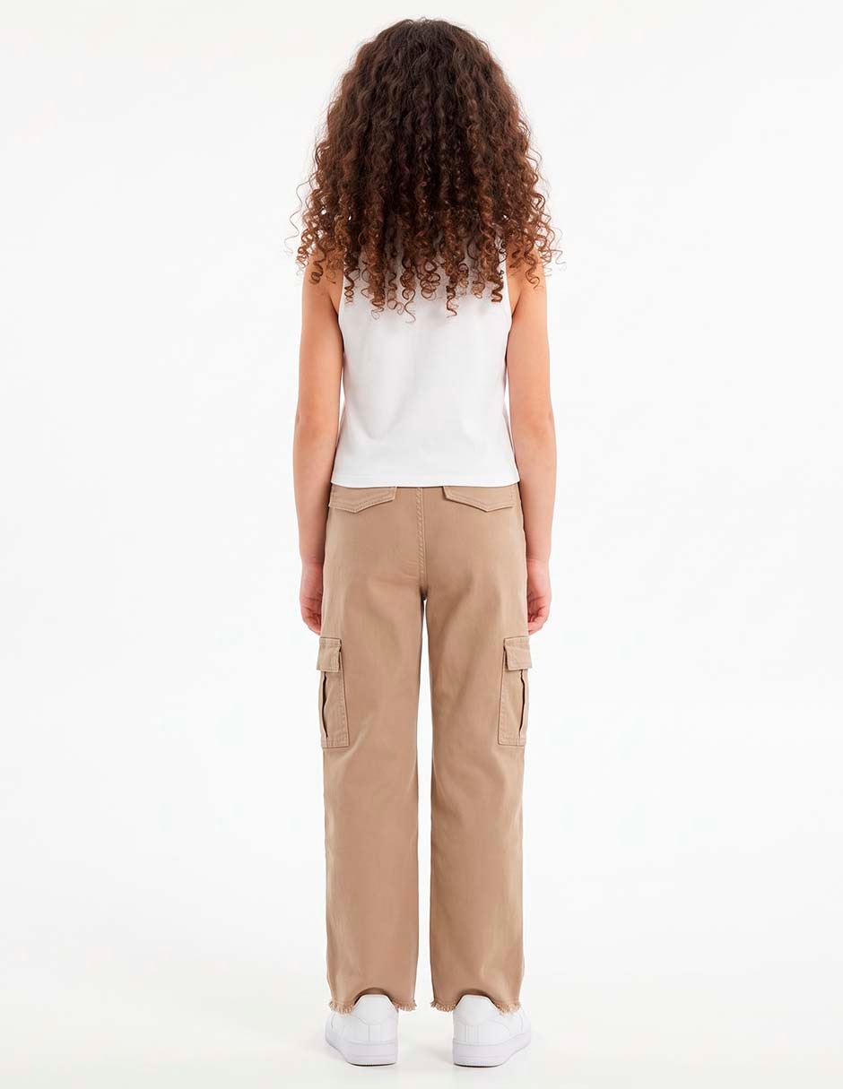 Jeans cargo wide leg para niña 6