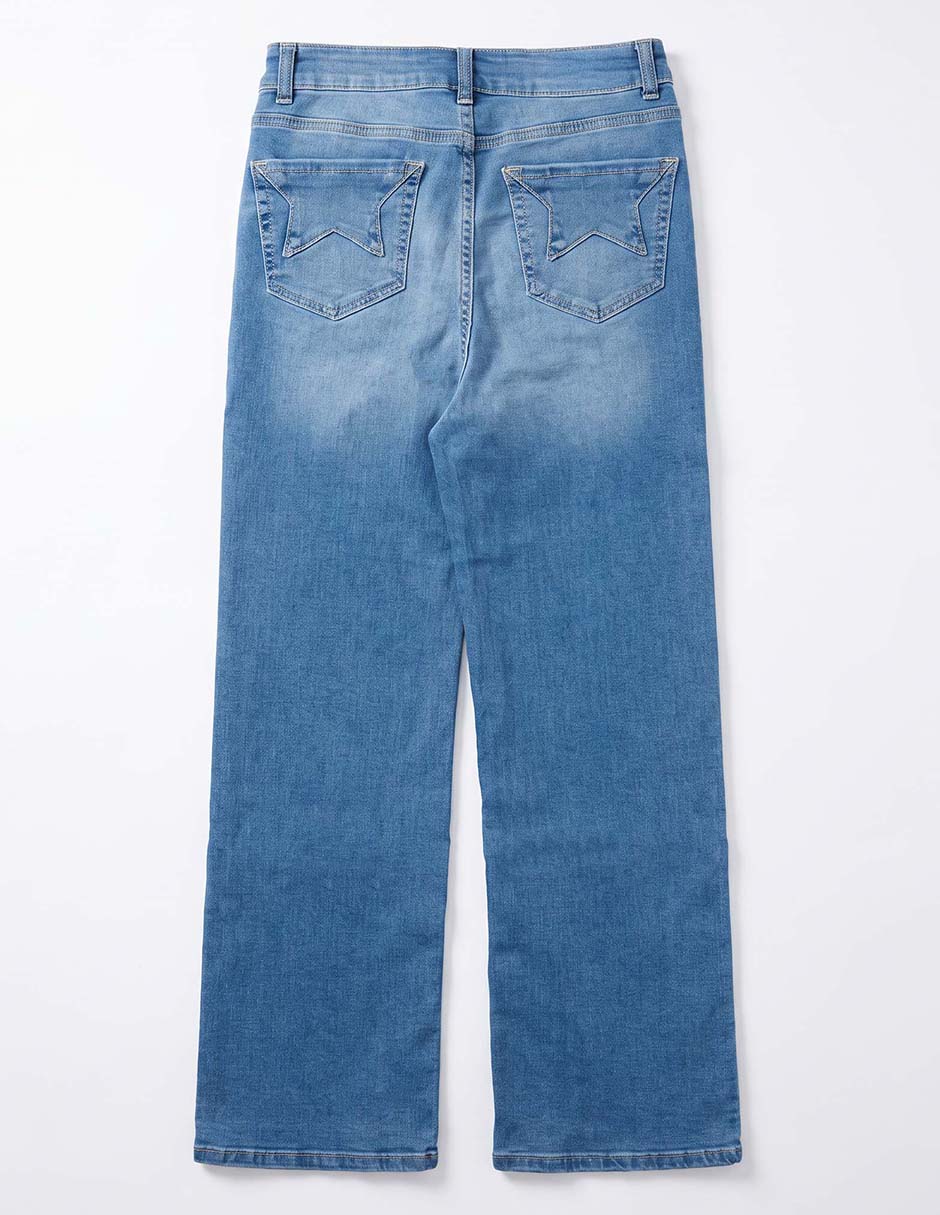 Jeans wide leg deslavado para niña 5