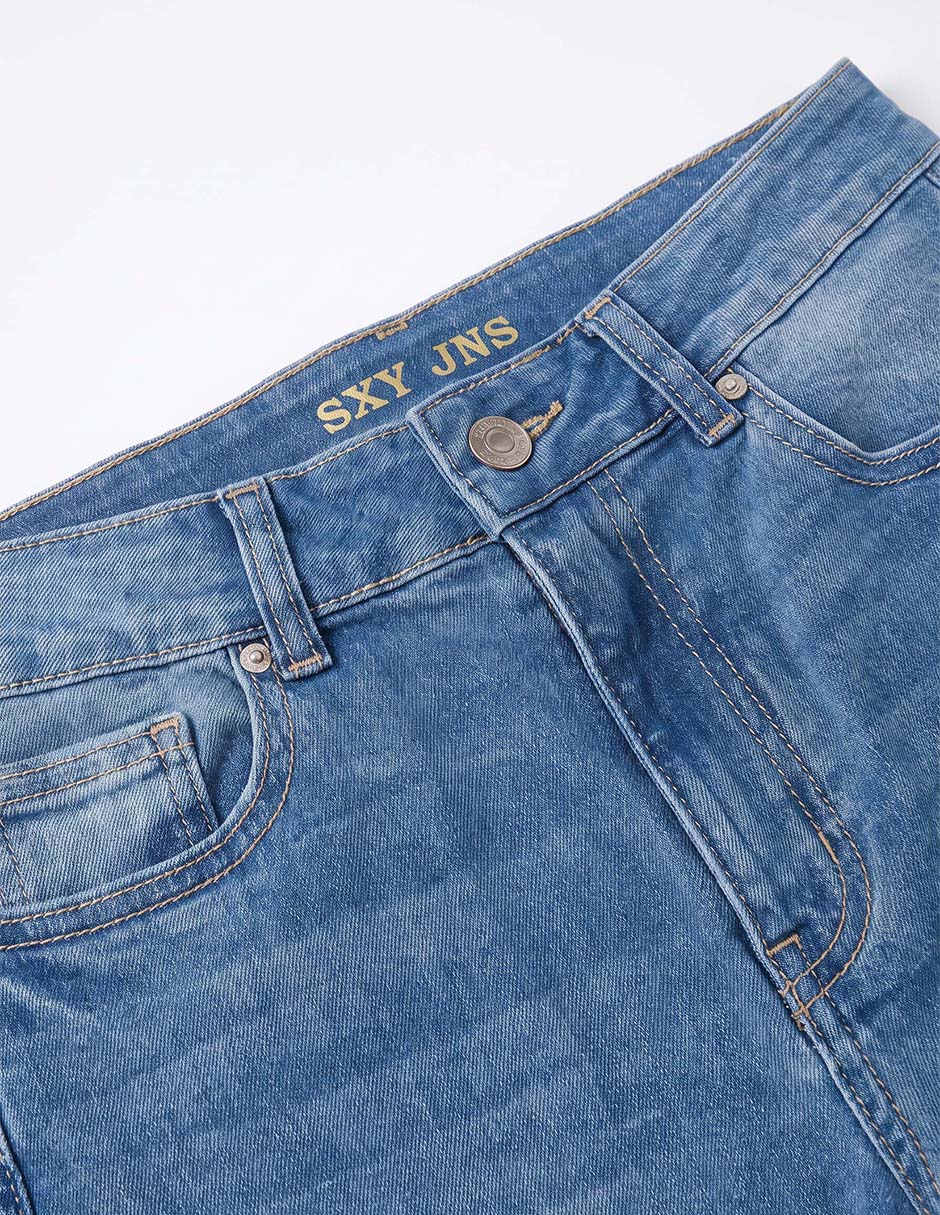 Jeans wide leg deslavado para niña 4