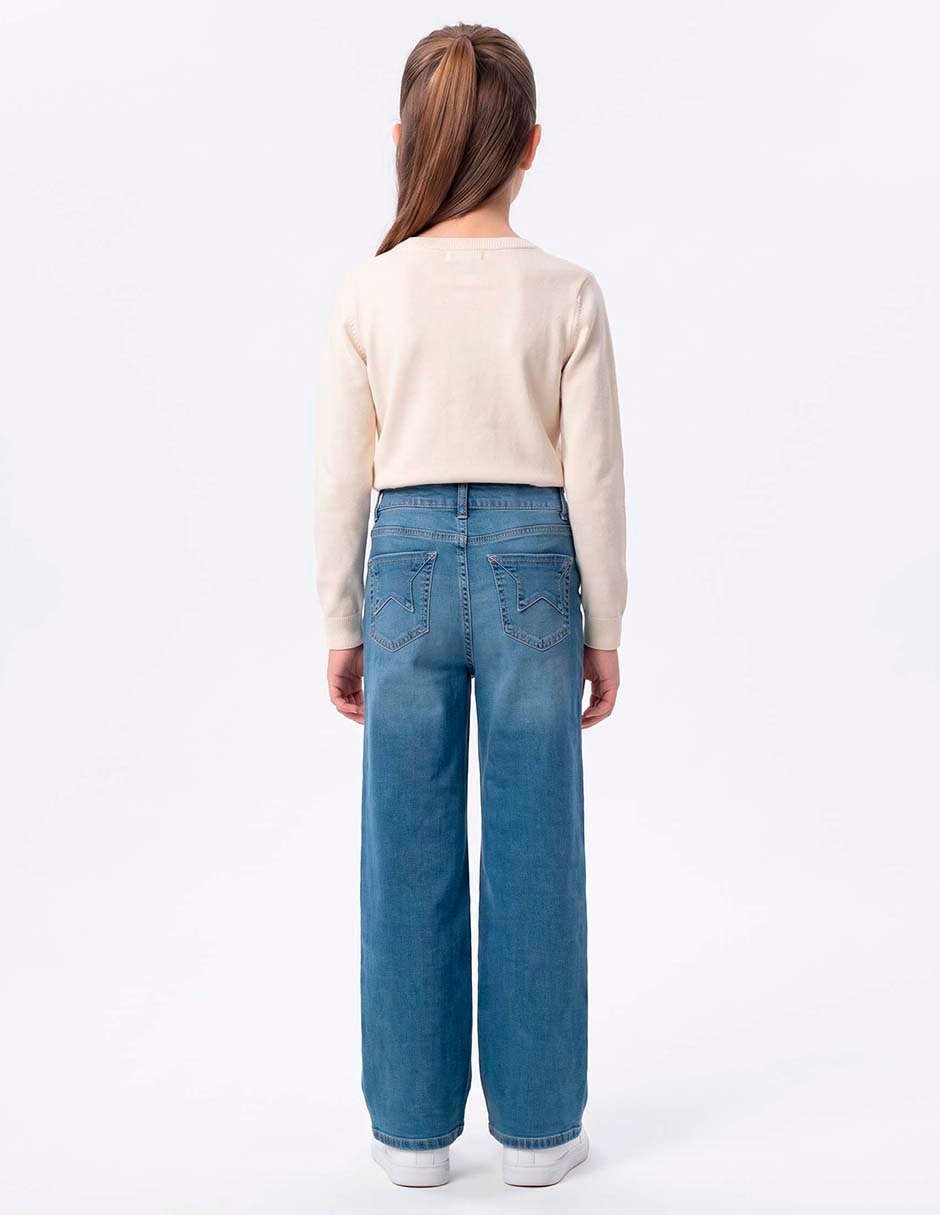 Jeans wide leg deslavado para niña 2