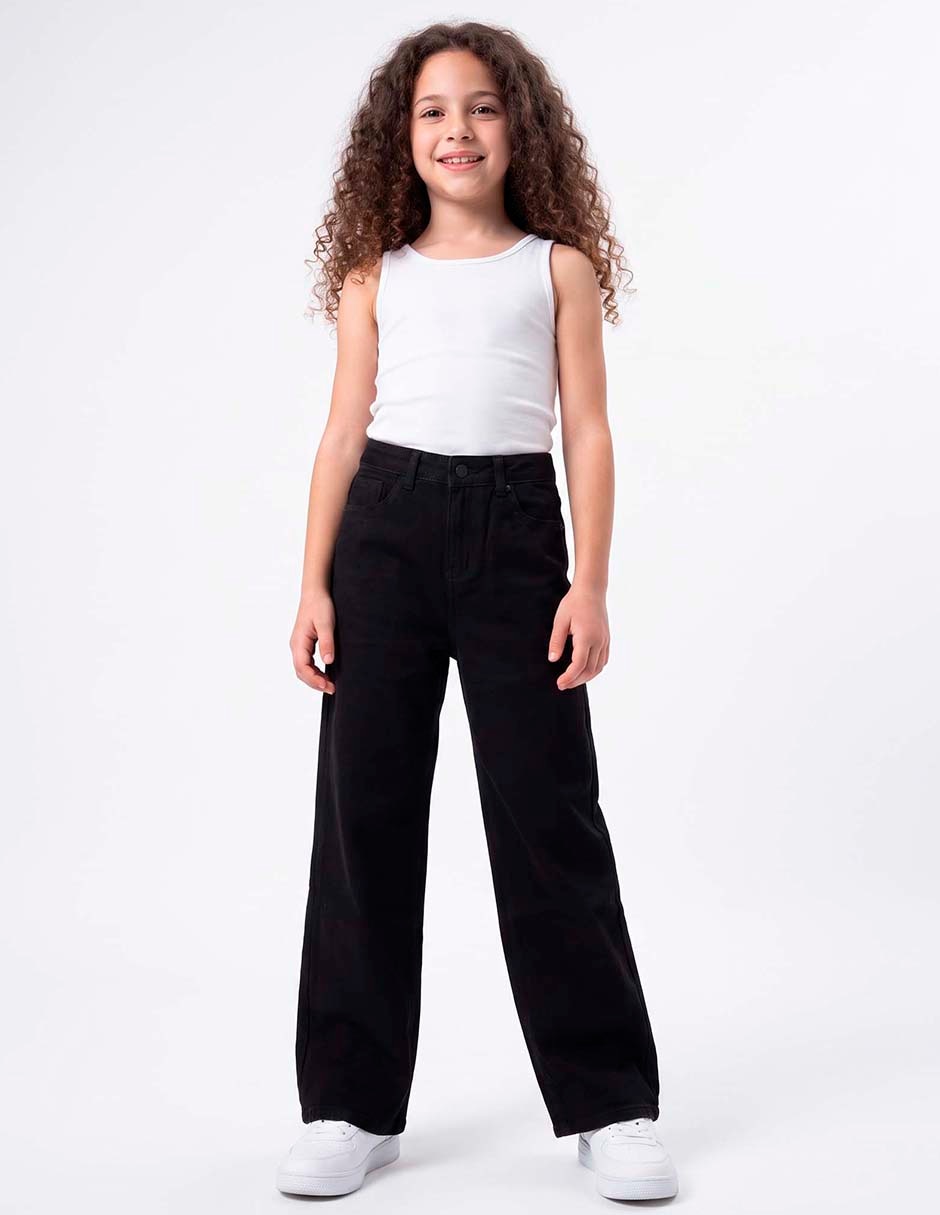 Jeans wide leg lavado obscuro para niña 3
