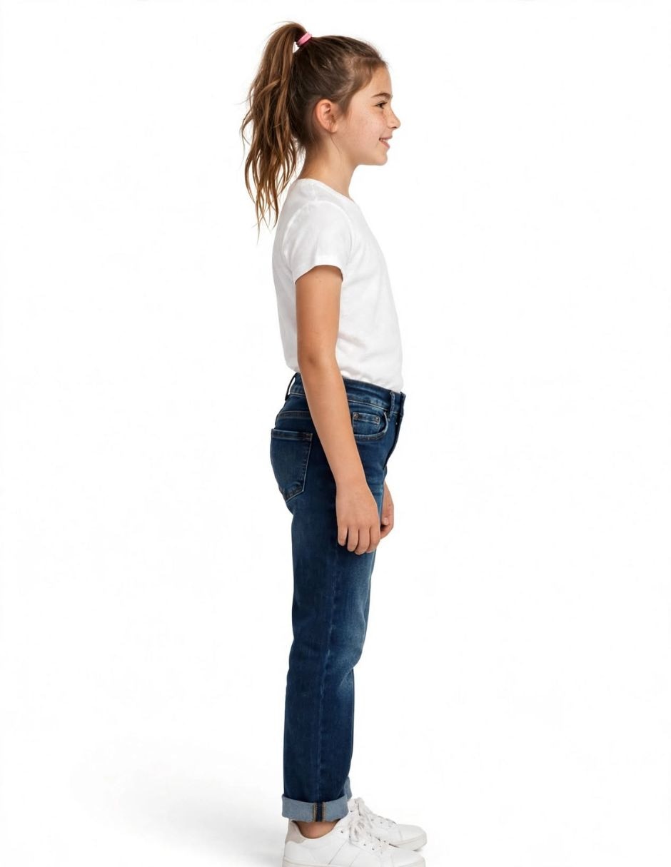 Jeans regular lavado obscuro para niña 3