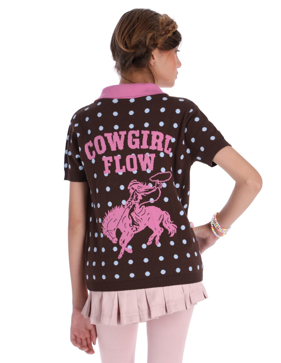 Playera Cowgirl manga al codo para niña 4