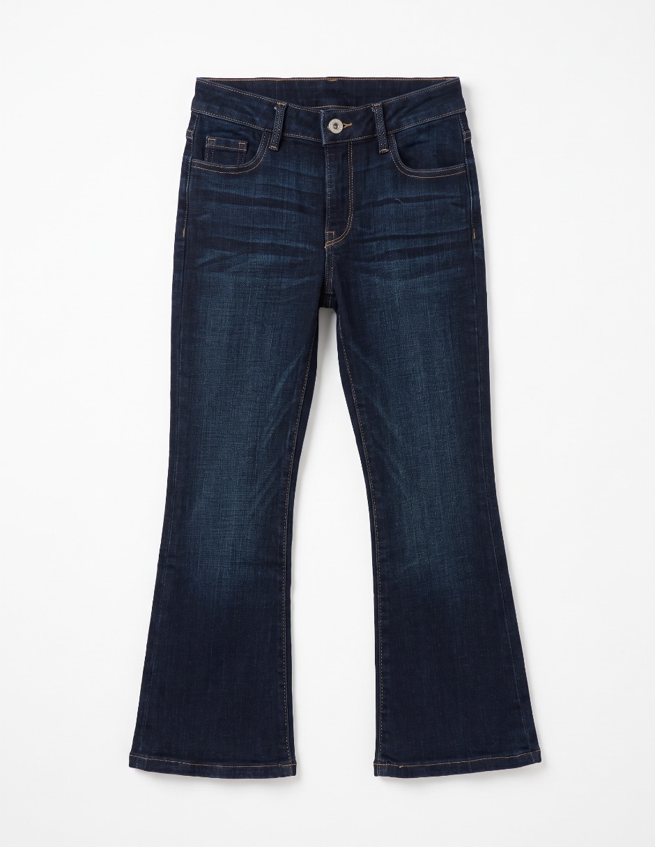 Jeans campana lavado obscuro para niña