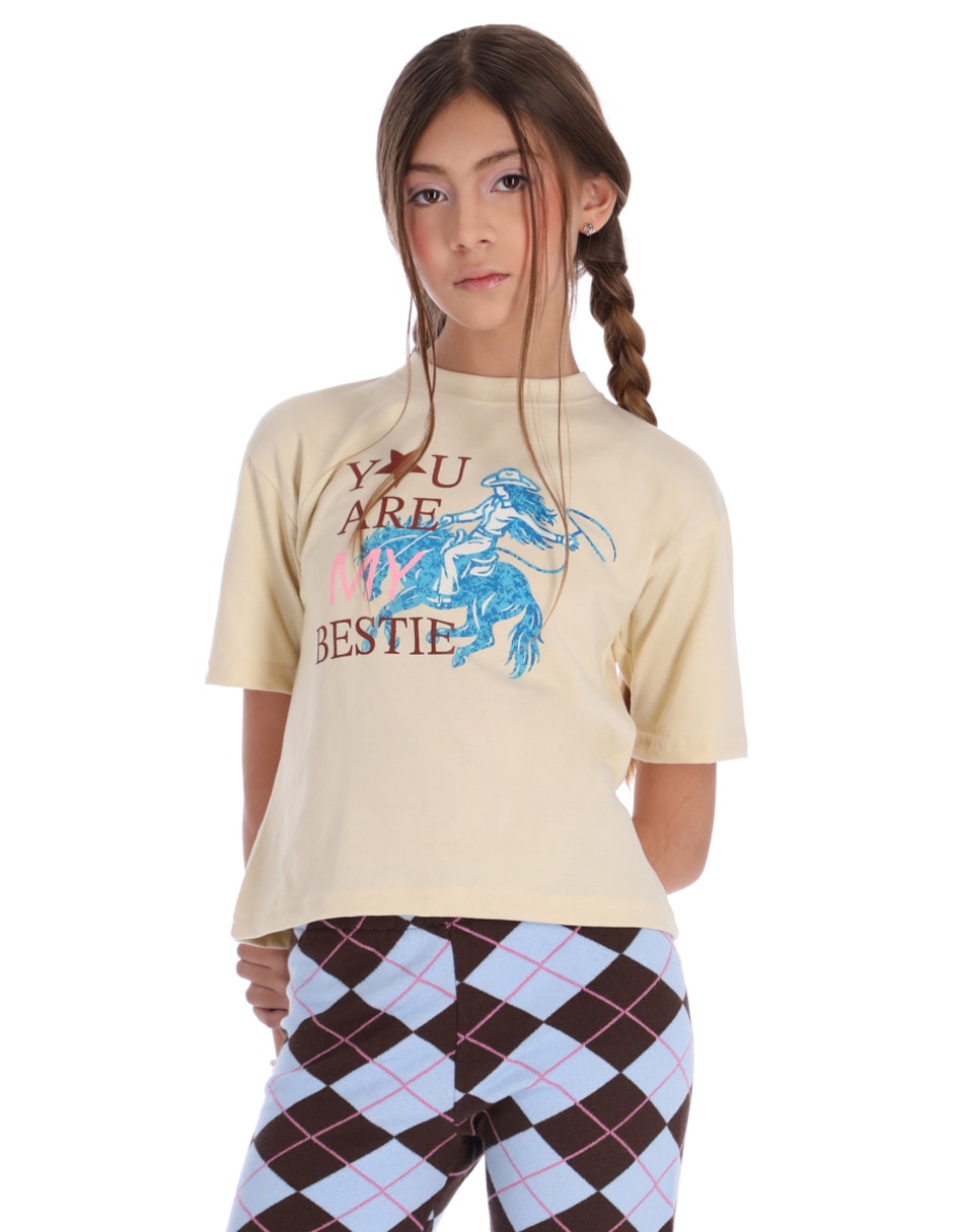Playera Caballo Tennessee Cowgirl manga al codo para niña