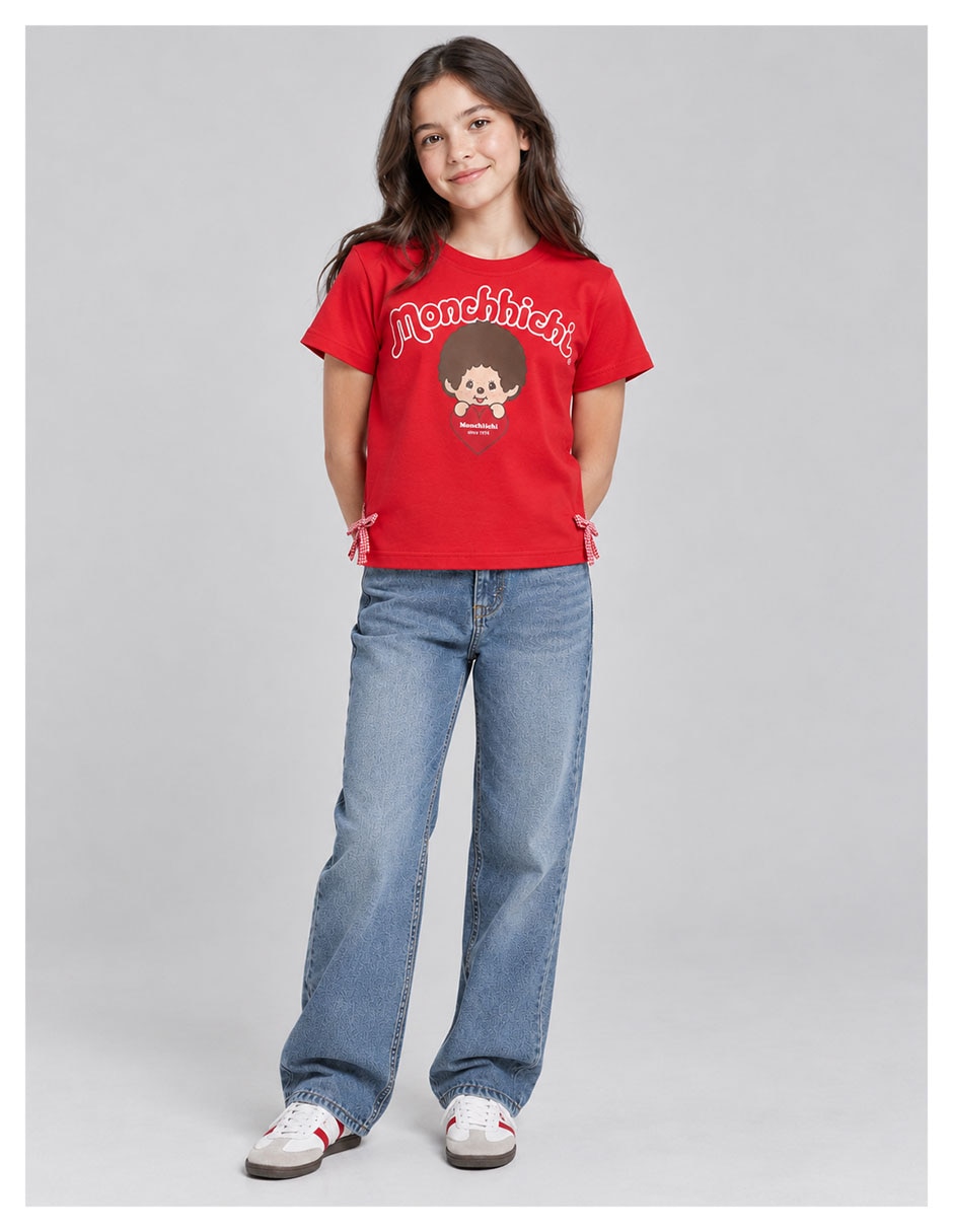 Playera monchichi colección caricatura manga corta para niña Playera monchichi colección caricatura manga corta para niña