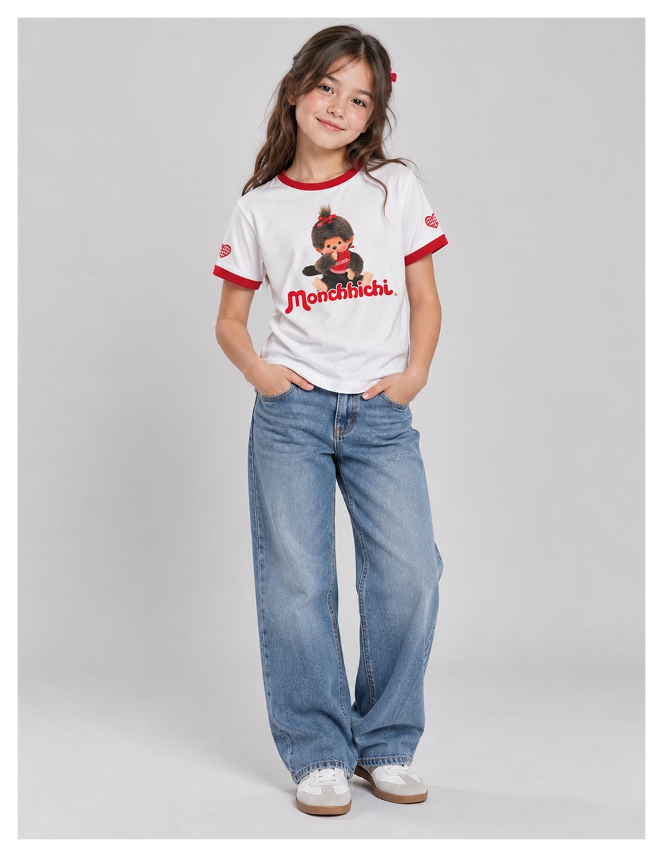 Playera monchichi colección caricatura manga corta para niña Playera monchichi colección caricatura manga corta para niña