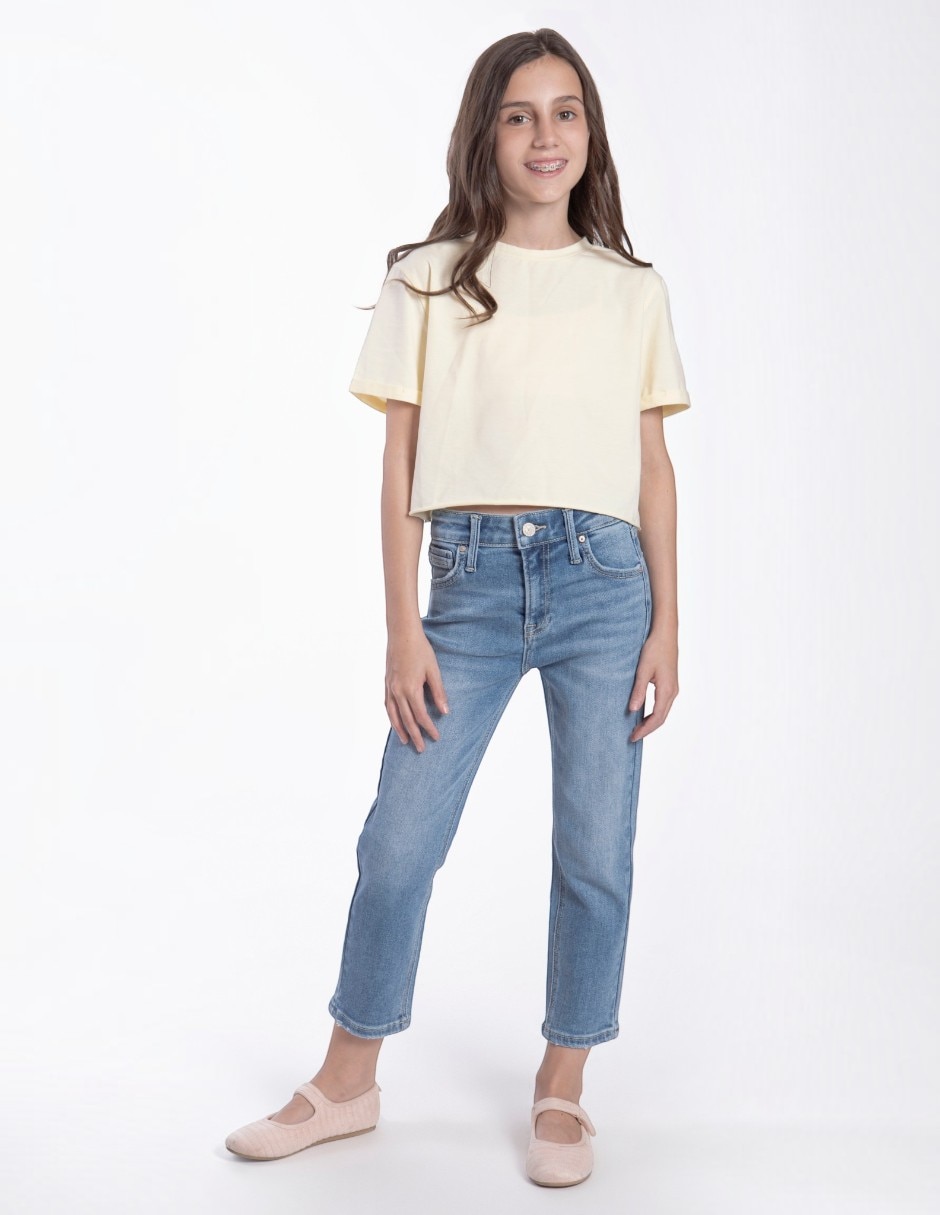 Jeans/Jegging Regular Mom Balam lavado Claro para Niños grandes Niña Jeans/Jegging Regular Mom Balam lavado Claro para Niños grandes Niña