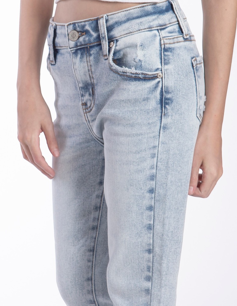Jeans regular mom lavado claro para niña 2