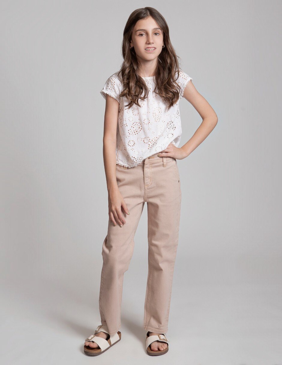 Jeans straight lavado claro para niña 5