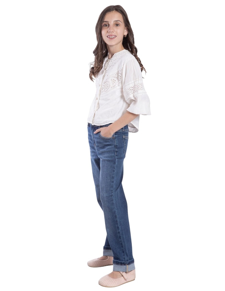 Jeans regular boyfriend lavado encerado para niña 6