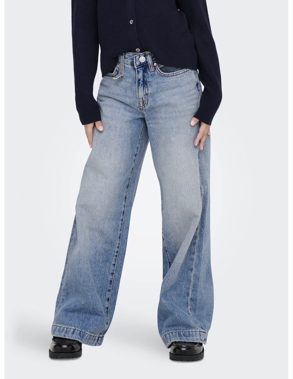 Jeans wide leg lavado medio para niña Jeans wide leg lavado medio para niña